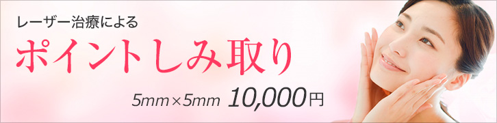 レーザー治療によるポイントしみ取り 5mm✕5mm 10,000円